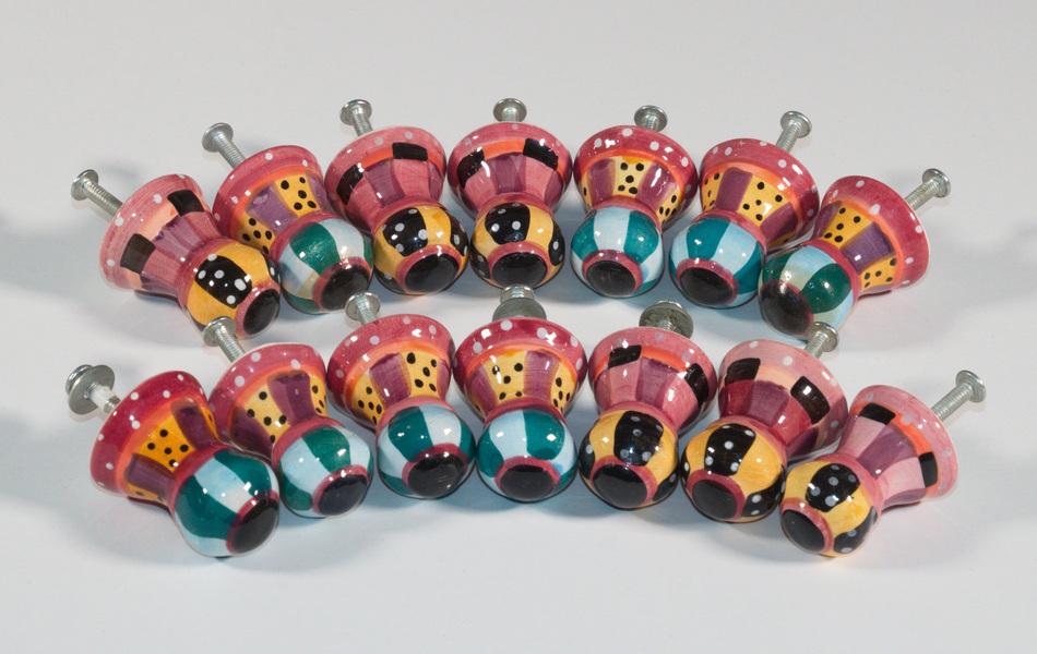 (14) PAINTED CERAMIC DRAWER PULLS - CABINET KNOBS (1 of 1)
