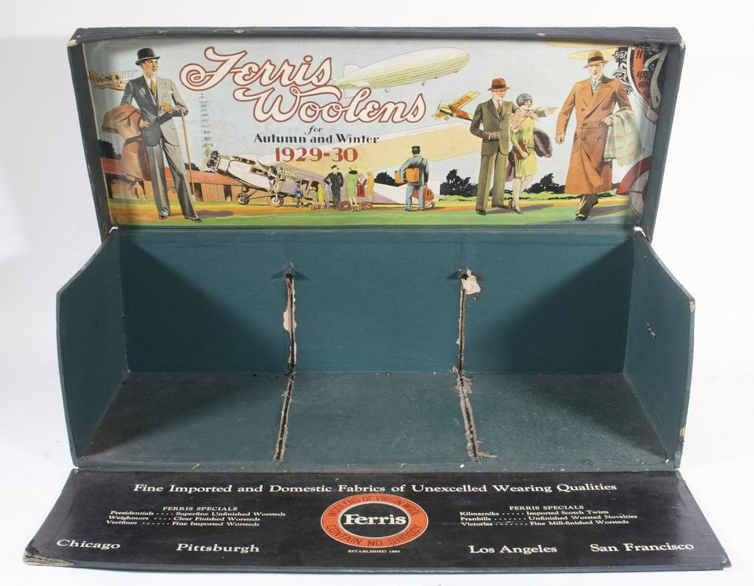 FERRIS WOOLEN CO. STORE DISPLAY BOX WITH ZEPPELIN IMAGE (1 of 2)