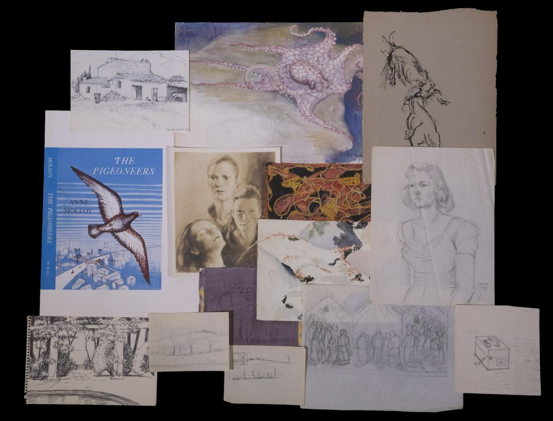 FOLIO OF APPROX (135) DRAWINGS BY ELIZABETH C. ROBERTS OF CAMBRIDGE, MA (1 of 2)