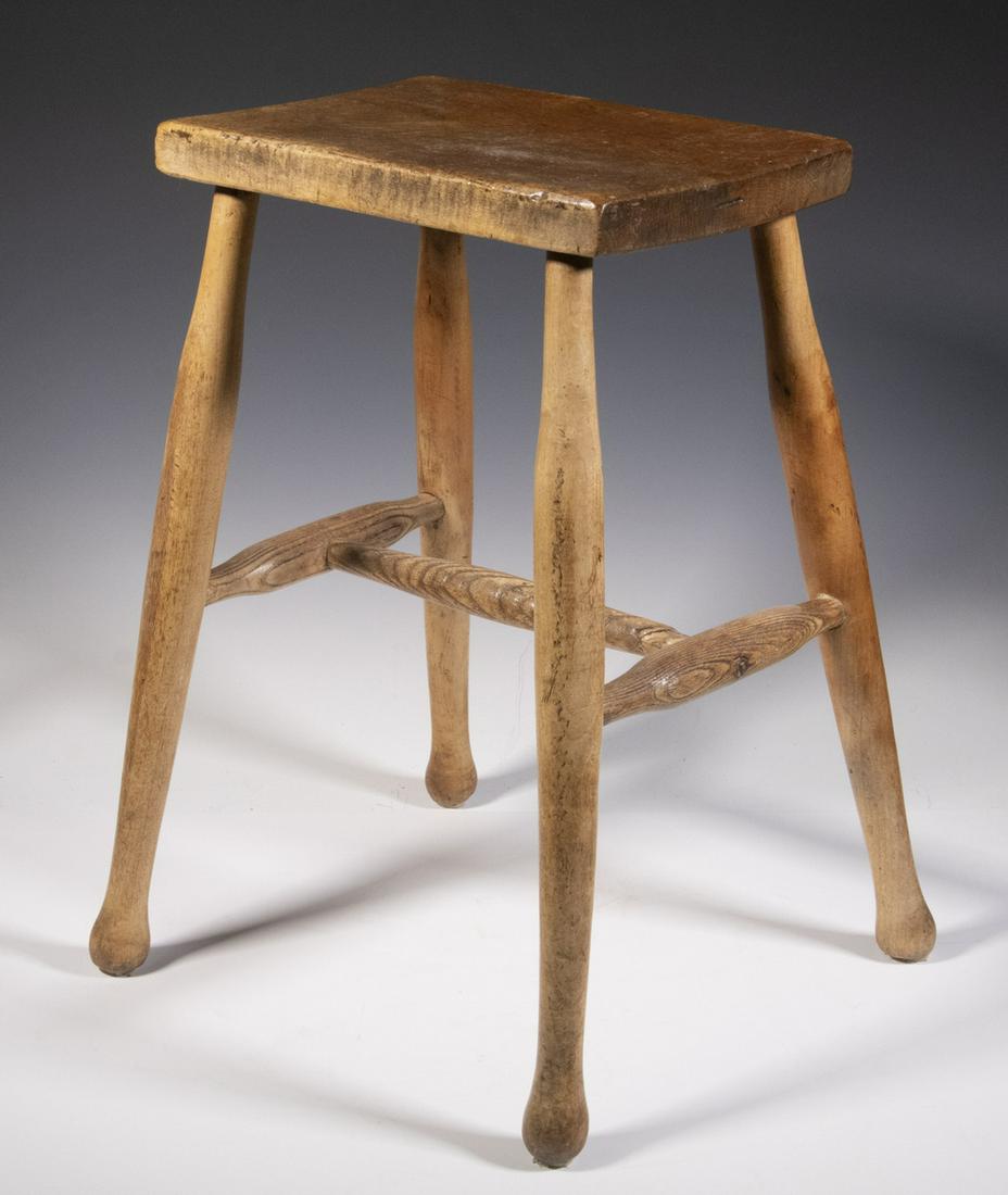 WOODEN STOOL: Wooden stool. 20" x 12" x 9".