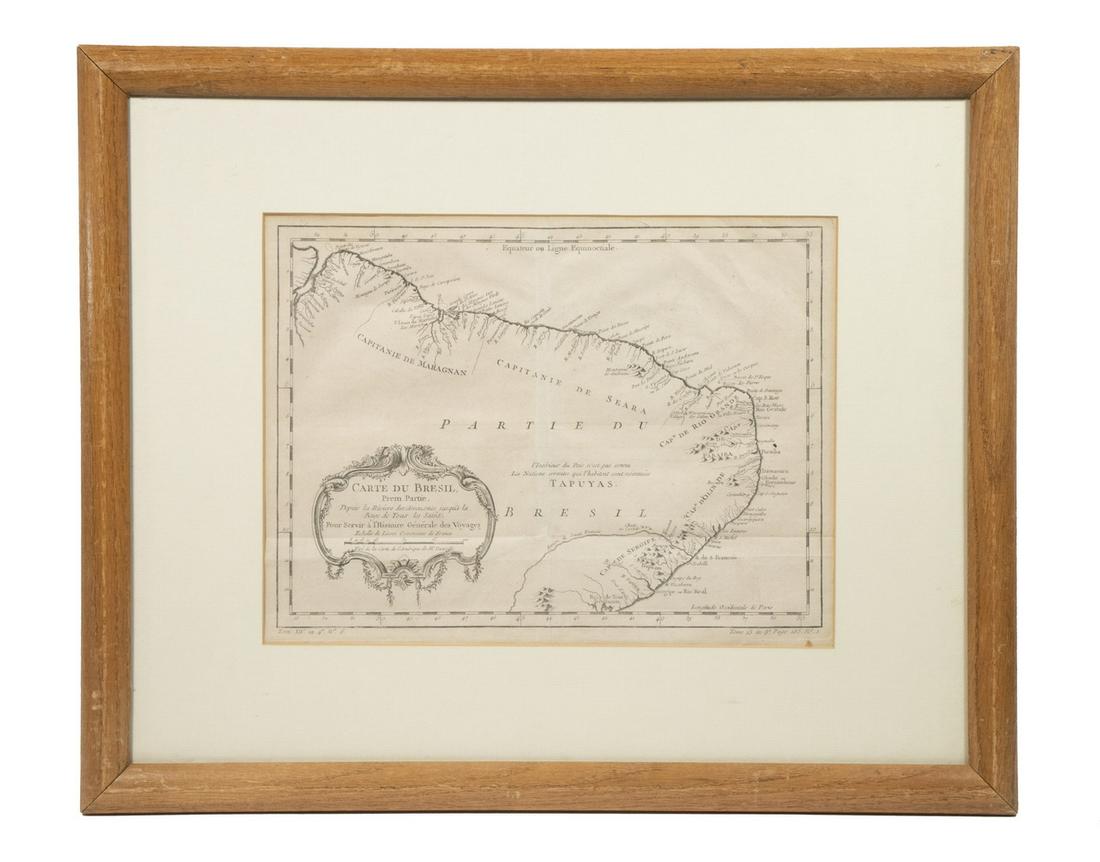 18TH C. MAP OF THE COAST OF BRAZIL BY BELLIN (1 of 2)