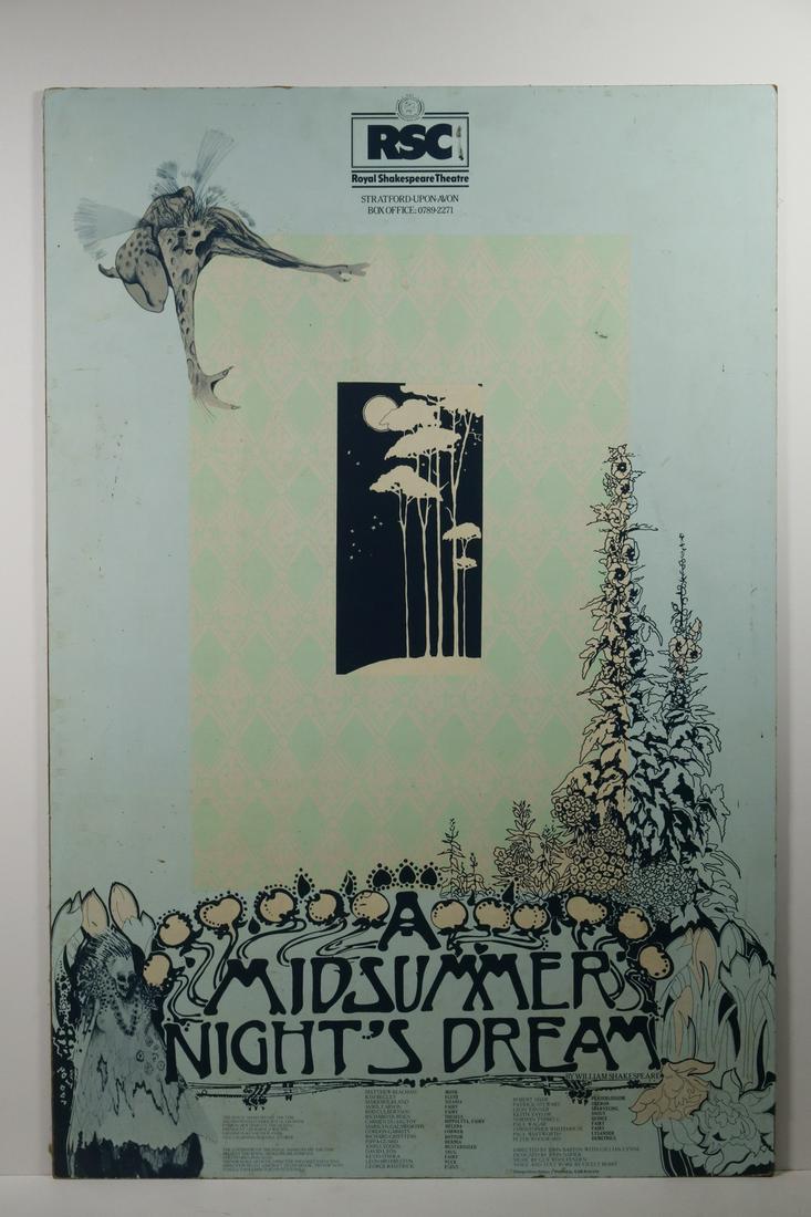 ROYAL SHAKESPEARE THEATRE POSTER, MOUNTED BUT UNFRAMED: From the 1977/78 Production starring Robert Shaw and Patrick Stewart. directed by John Barton and Gillian Lynne. 30" x 20". A few small dings and scuffs.