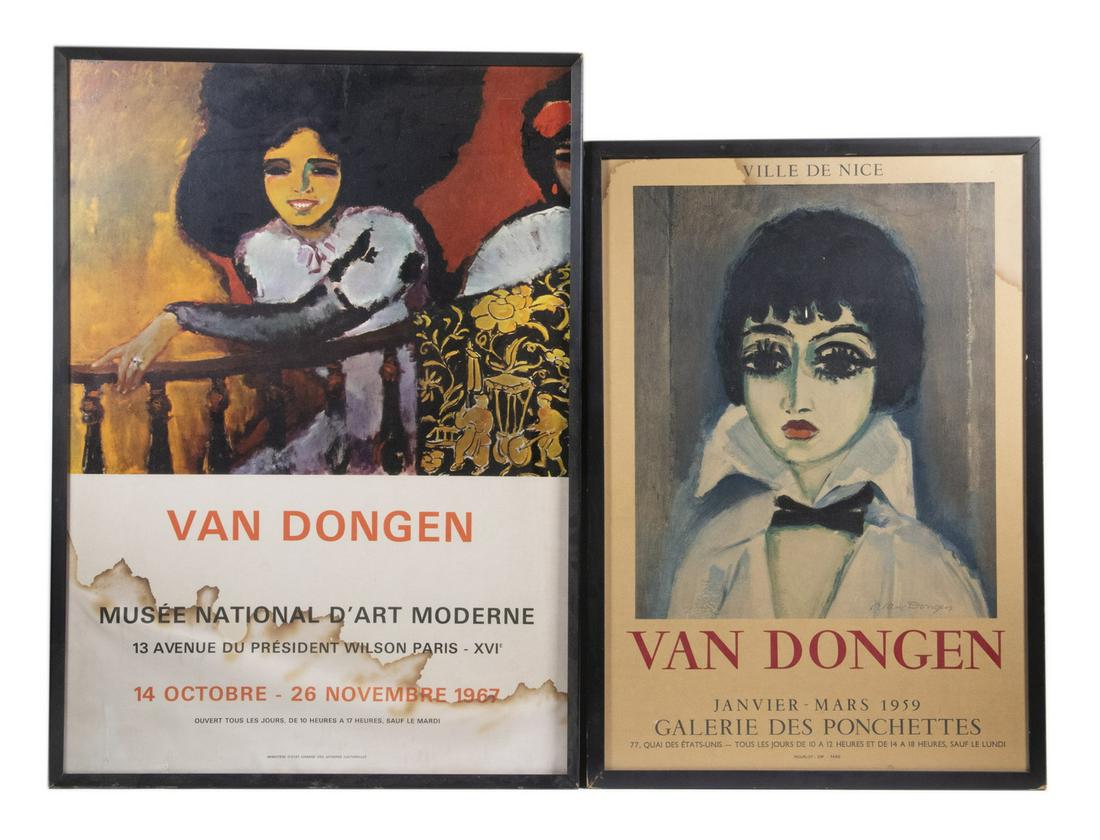 ART EXHIBIT POSTERS: (2) Art Exhibit Posters, pencil signed l.r., "Van Dongen", "Ville De Nice1959", 27 1/2" x 19 1/2"; and "1967", 31" x 22", in black frames. Fine condition, light overall toning.