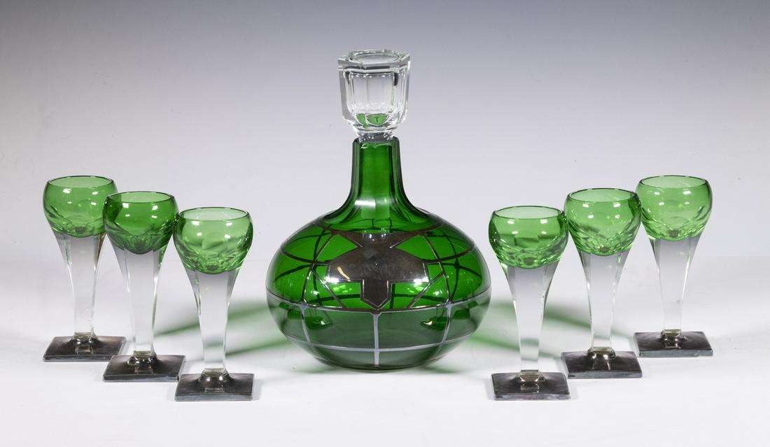 ART DECO SILVER OVERLAY CORDIAL SET (1 of 2)