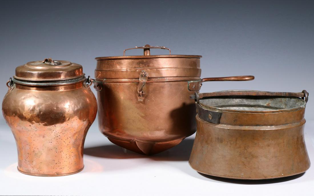 (3) COPPER COOKING POTS (1 of 2)