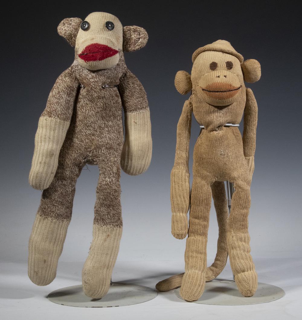 (2) VINTAGE 1930'S SOCK MONKEY DOLLS (1 of 2)