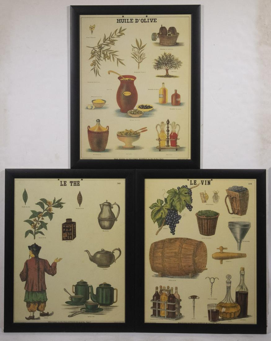 (3) LATE 20TH C. REPRINTS OF FRENCH COOKING SCHOOL DISPLAY POSTERS (1 of 2)