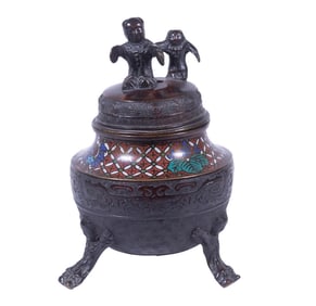 CHINESE BRONZE & CLOISONNE CENSER