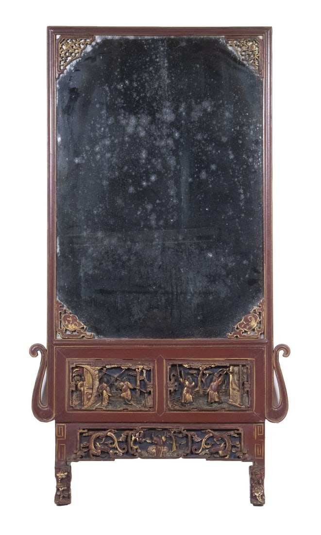 CHINESE CARVED FRAME DRESSING TABLE MIRROR (1 of 3)