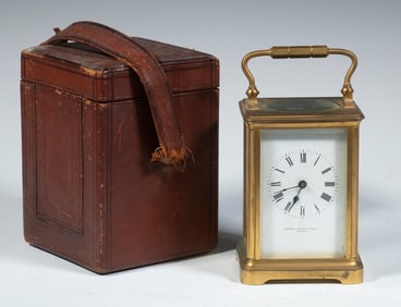 SHREVE CRUMP & LOW CARRIAGE CLOCK, WITH CASE