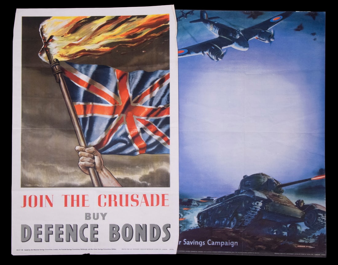 (2) SCARCE VINTAGE BRITISH WWII PROPAGANDA POSTERS, LOOSE IN FOLIO (1 of 1)