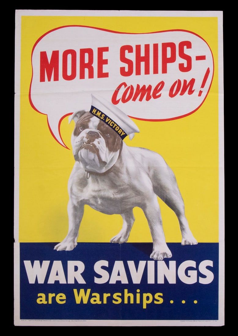 RARE BRITISH WWII PROPAGANDA POSTER, LOOSE IN FOLIO (1 of 2)