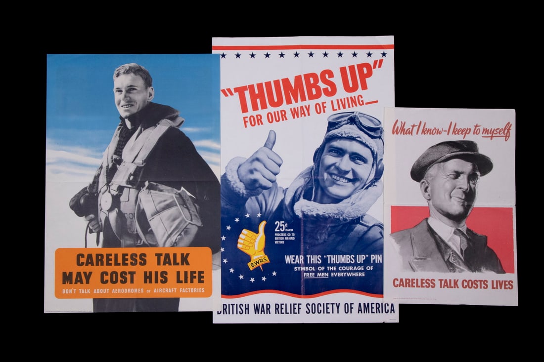 (3) VINTAGE BRITISH WWII PROPAGANDA POSTERS, LOOSE IN FOLIO (1 of 1)