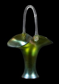IRIDESCENT ART GLASS BASKET