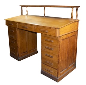 GOLDEN OAK STATIONMASTER'S DESK, FOUR PART