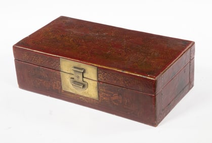 CHINESE LACQUERED PIGSKIN KEEPSAKE BOX