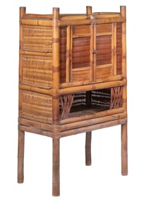 19TH C. ASIAN WOVEN BAMBOO CABINET