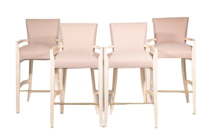 (4) TALL BAR STOOLS WITH BACKS BY DREXEL HERITAGE