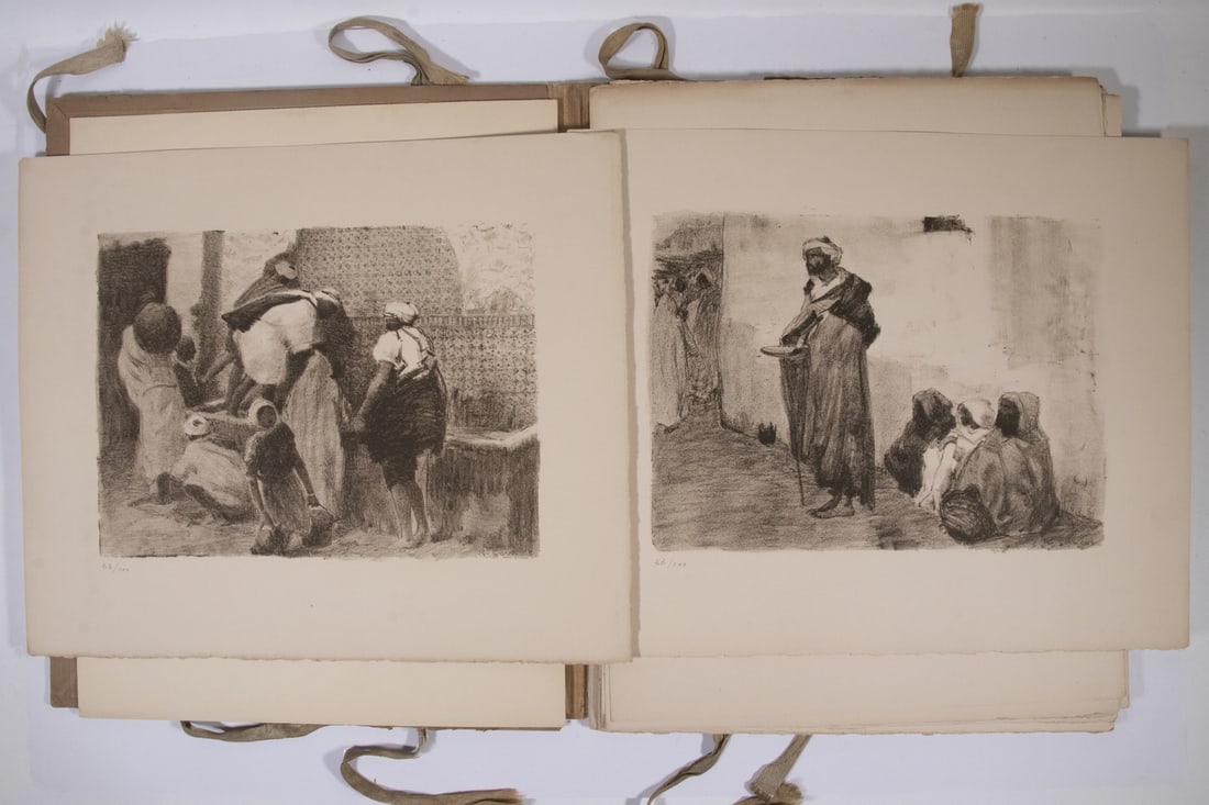 RARE FOLIO OF LITHOGRAPHS OF MOROCCO BY GENICOT, 1928, LTD ED 33/100 (17 OF 20 PRINTS PRESENT) (1 of 5)