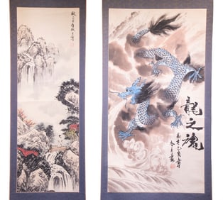 (2) 20TH C. CHINESE PAINTED SCROLLS