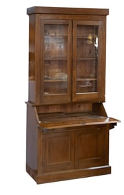 TWO-PART SECRETARY WITH BOOKCASE TOP
