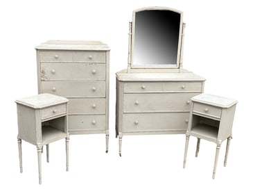 (4 PC) PAINTED STEEL BEDROOM SUITE BY DOEHLER