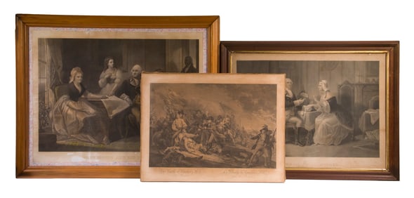 (3) 19TH C. ENGRAVINGS OF WASHINGTON AND BUNKER HILL BY JOHN TRUMBULL, HENRY BRUECKNER CHRISTIAN