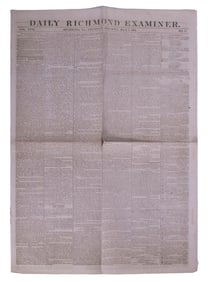 MAY 7, 1863 RICHMOND NEWSPAPER (CHANCELLORSVILLE), WOUNDING (FATAL) OF STONEWALL JACKSON, LEAD-UP TO