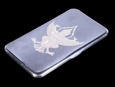 STERLING CIGARETTE CASE WITH ENGRAVED THAI DECORATION