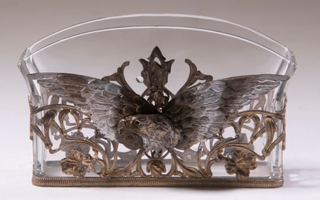 CRYSTAL LETTER HOLDER WITH SILVER-PLATE MOUNT