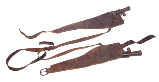 PAIR OF LEATHER SHOT POUCHES