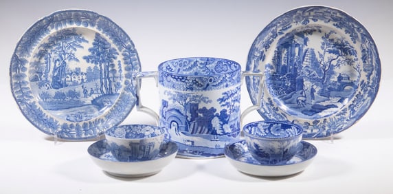 ENGLISH STAFFORDSHIRE DARK BLUE TRANSFERWARE CHINA