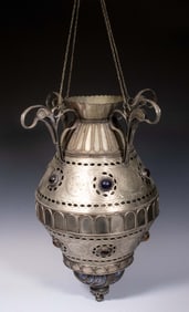MIDDLE EASTERN JEWELED METAL LANTERN