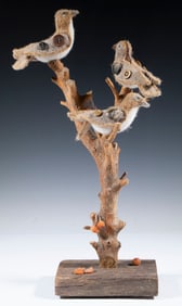 FOLK ART FELTED WOOL SCULPTURE OF BIRDS