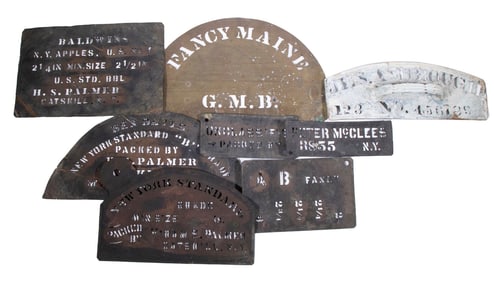 (8) BRASS APPLE CRATE STENCILS