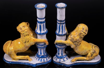 PR CALTAGIRONE ITALIAN POTTERY CANDLESTICKS