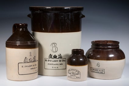 (4 PCS) E. SWASEY & CO. PORTLAND ME STONEWARE