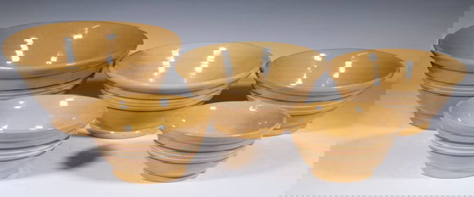 (5) GRADUATED YELLOW WARE MIXING BOWLS