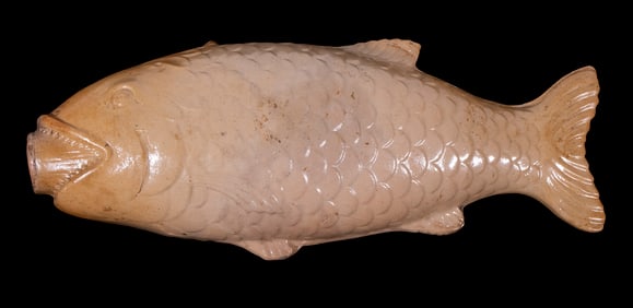 ENGLISH STONEWARE FISH FLASK