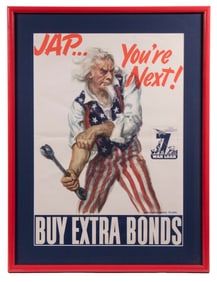 WWII 7TH WAR LOAN POSTER, BY FLAGG, 1945, FRAMED