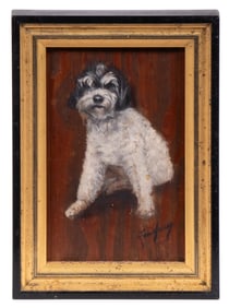 20TH C. MINIATURE PORTRAIT OF A DOG, SIGNED 'LANGLEY'