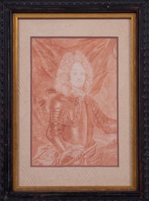 SMALL 18TH C. DRAWING OF KING LOUIS XIV