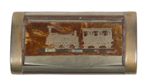 ROSEWOOD & NICKEL SNUFF BOX, EARLY FRENCH RAILROAD