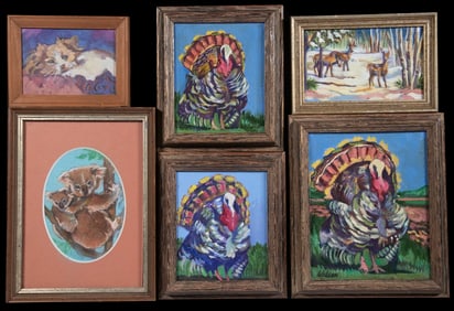 (24) MINIATURE OIL PAINTINGS OF ANIMALS