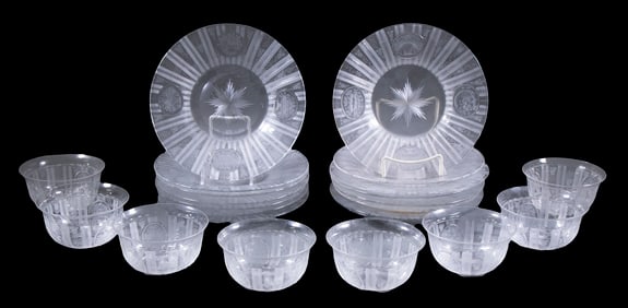 (24) HAWKES MILLICENT PATTERN ABCG PLATES & BOWLS