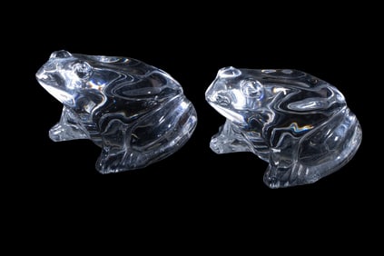 PR BACCARAT CLEAR CRYSTAL FROG FIGURINES