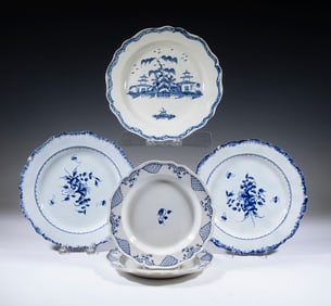 (5) EARLY ENGLISH GLAZED EARTHENWARE PLATES