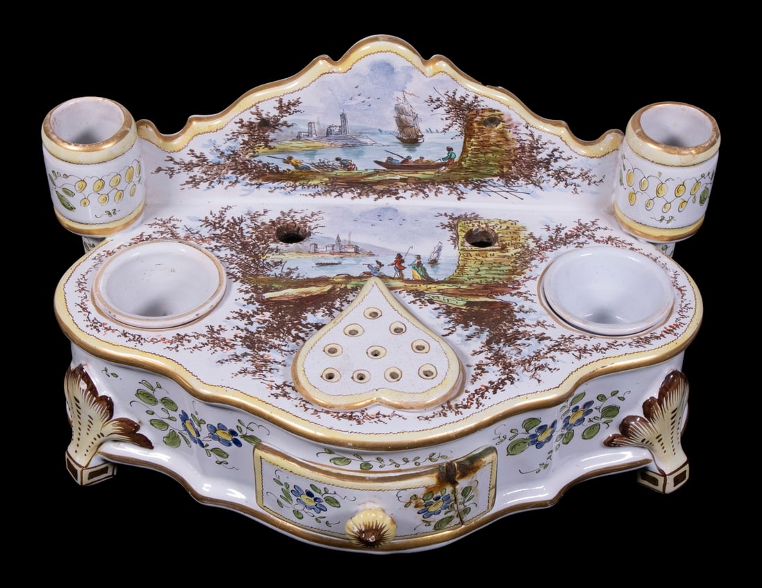 VEUVE PERRIN FRENCH FAIENCE INKSTAND (1 of 3)