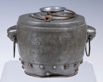 CHINESE PEWTER WARMER WITH WINE POT
