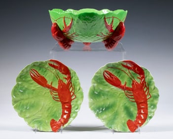 (3 PCS) LOBSTER DECORATED PORCELAIN